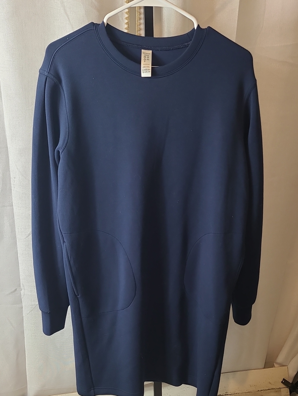 SPANX Air Essentials Crewneck Long Sleeve Sweatshirt Dress Blue Size S OVERSIZED